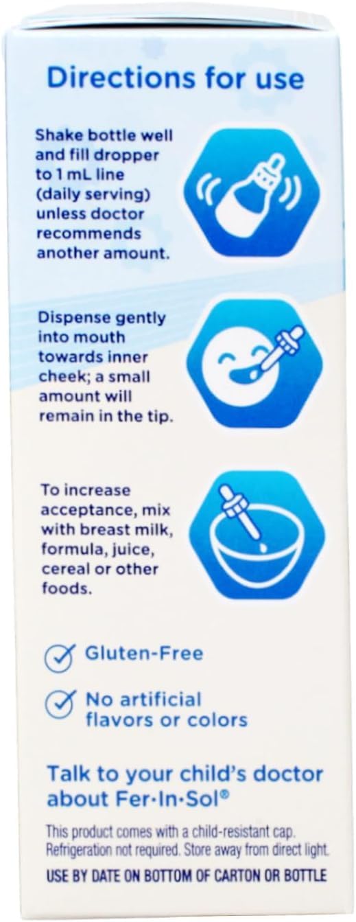 Enfamil Fer-in-Sol Gotas de Hierro para Bebés y Niños Pequeños - 50 ml