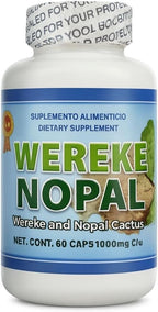 Wereke & Nopal Cápsulas – 60 Unidades (1000 mg cada una) – Complemento Herbal Natural – Mezcla Tradicional Mexicana – de Lo+Natural