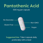 BESTVITE Ácido Pantoténico 500mg (Vitamina B5) - 240 Cápsulas Vegetales