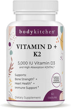 Body Kitchen Vitamina D3 + K2 MK-7 Vegano - 5000 UI D3 y 180 mcg K2, 60 Cápsulas