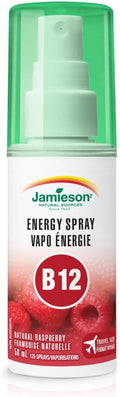 Jamieson Vitamina B12 Spray Energía - 500 mcg por pulverización, sabor natural a frambuesa (58 ml)