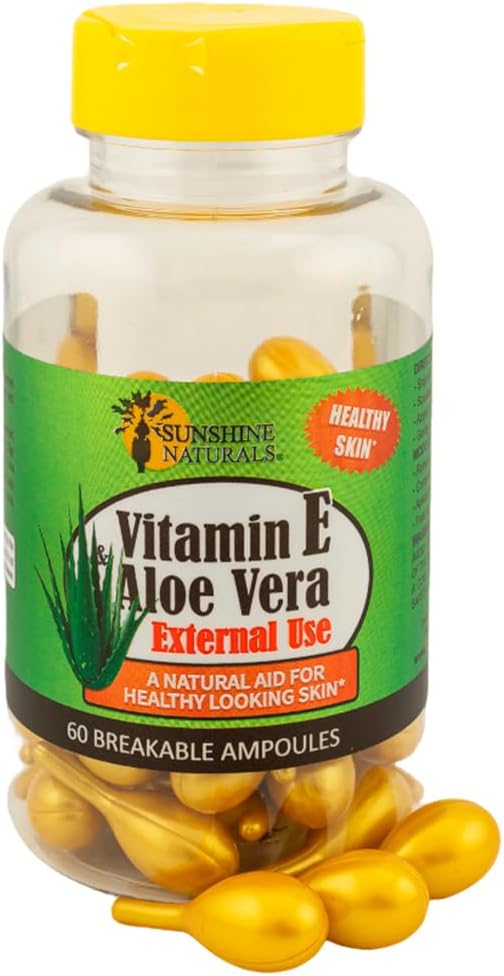 Sunshine Naturals Crema Hidratante de Vitamina E y Aloe Vera – 60 Viales (Paquete de 3)