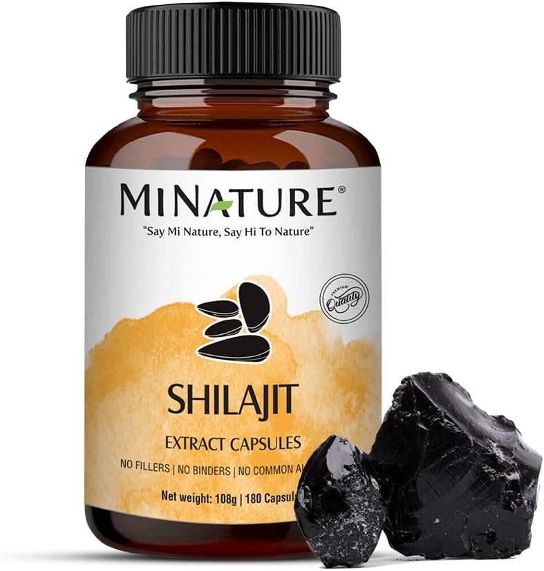 Shilajit Cápsulas 1000 mg con Ácido Fúlvico - 180 Cápsulas Vegetarianas - mi Nature