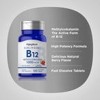 Piping Rock Vitamina B12 1000 mcg Sublingual - 120 Comprimidos - Metilcobalamina - Sabor a Bayas - Vegana, Sin Gluten