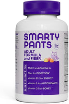 SmartyPants Men's & Women's Fiber & Multivitamin Supplement: Multivitamin Gummies with Vitamin D3, C, B12, B6, A, K & Zinc, Omega 3 (EPA/DHA), Biotin, 180 Count (30 Day Supply)