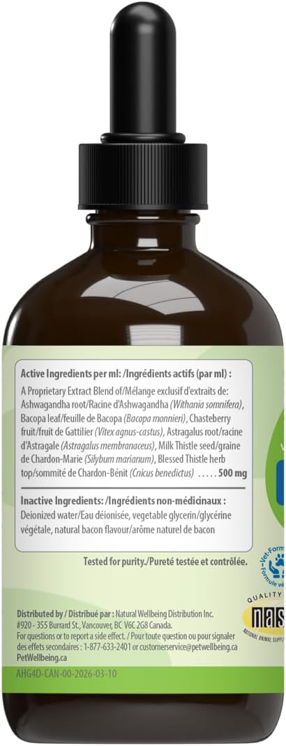 Pet Wellbeing Adrenal Harmony Gold for Dogs - Liquid Supplement for Adrenal Function - 118 ml