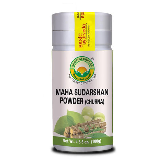 BASIC AYURVEDA Maha Sudarshan Powder (100g) - Polvo de Hierbas Ayurvédico para la Inmunidad y el Bienestar Diario