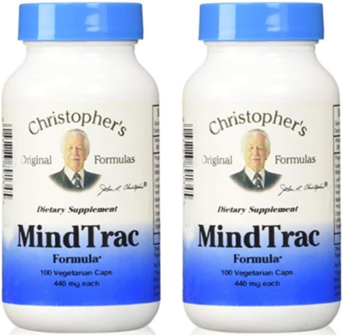 Christopher's Original Formulas MindTrac Fórmula, Apoyo Natural para el Estado de Ánimo y la Memoria, 100 Cápsulas (Paquete de 2)