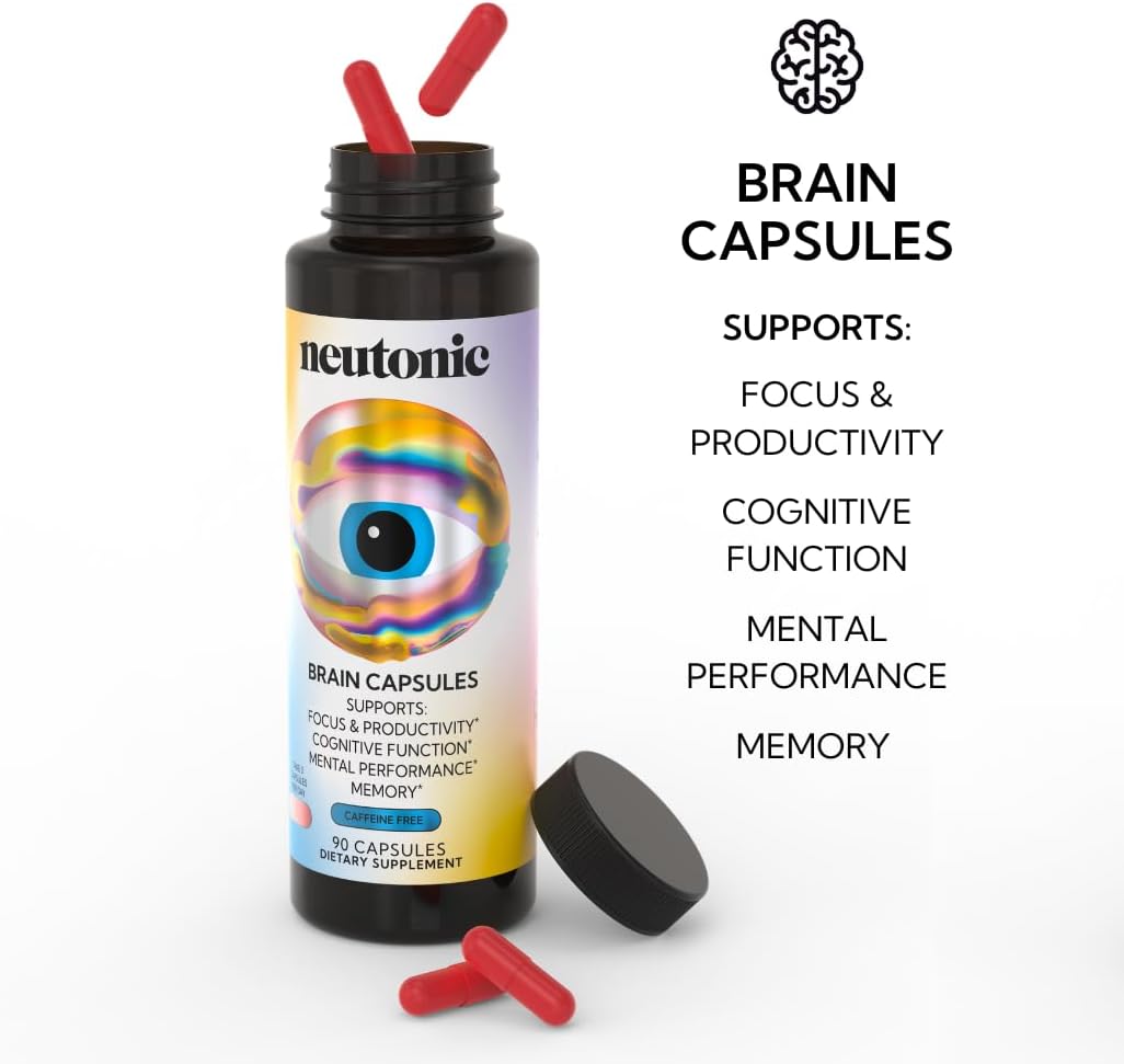 Neutonic Nootropic Brain Supplement – 90 Cápsulas – 1 Mes de Suministro – para Hombres y Mujeres – Apoya Memoria, Claridad Mental y Función Cognitiva