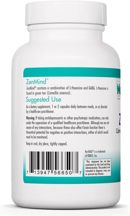 Nutricology ZenMind - 550 mg GABA y 200 mg L-Teanina - Apoyo a la Calma y Relajación - Fórmula no Somnolienta - Cápsulas – Image 3