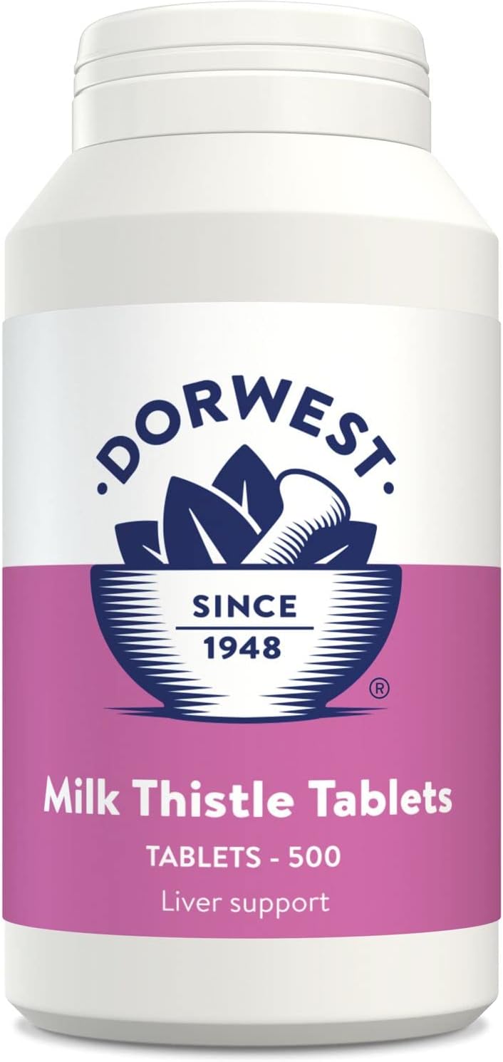 Dorwest Herbs Tabletas de Cardo Mariano para Apoyo Hepático en Gatos y Perros (500 comprimidos)