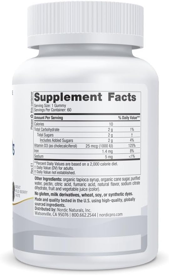 Nordic Naturals Pro Vitamina D3 Gomitas, Wild Berry - 60 Gomitas - 1000 UI