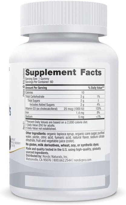Nordic Naturals Pro Vitamina D3 Gomitas, Wild Berry - 60 Gomitas - 1000 UI – Image 2
