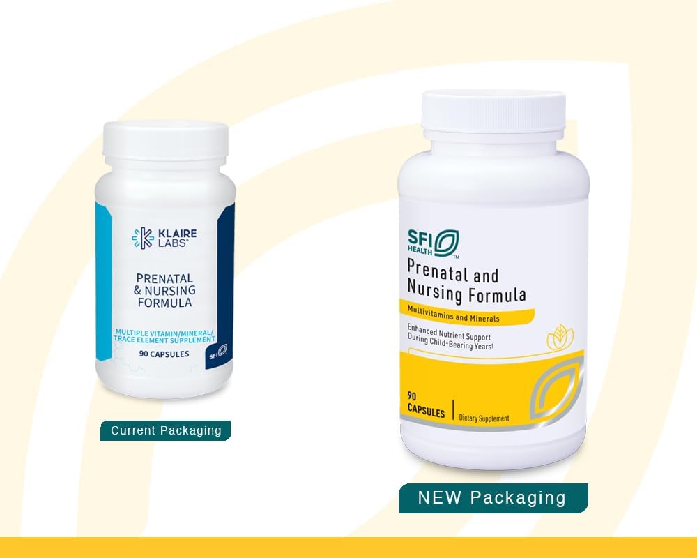 SFI Health Klaire Labs Prenatal & Nursing Multivitamin - Complejo Multivitamínico Prenatal con Hierro (90 Cápsulas)