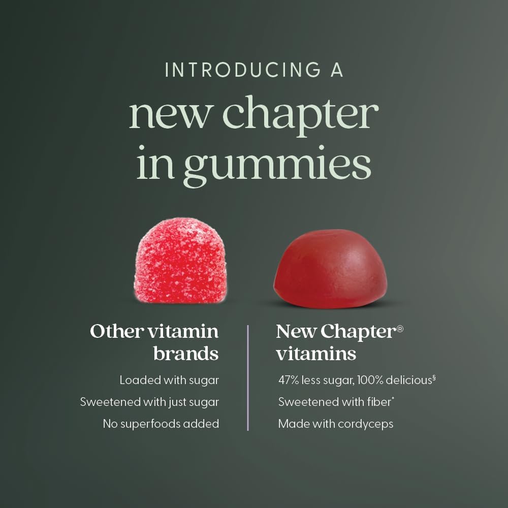 New Chapter® Gominolas Orgánicas de Vitamina B12+ – 47% Menos Azúcar, USDA Orgánico, Vegano, Sabor Frambuesa, 60 unidades