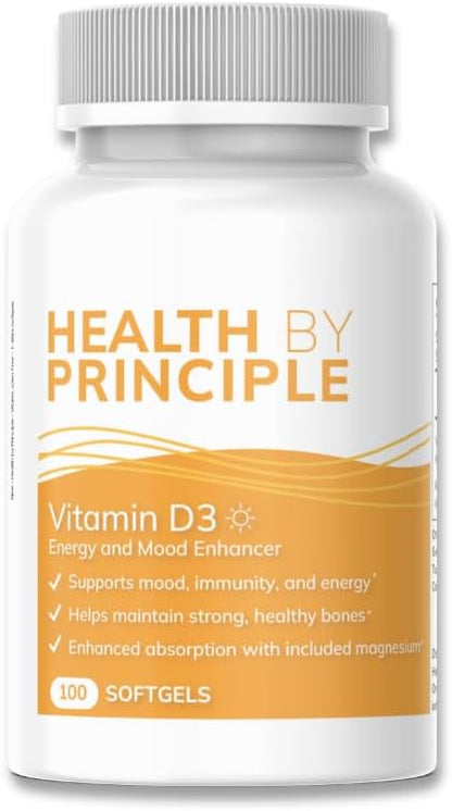 Health by Principle - Vitamina D3 - Apoyo Inmune, Salud Ósea y Cognitiva - Natural, Orgánico, Sin OGM, Sin Gluten - 100 – Image 1