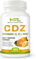 C D Z | Vitamina C (1000mg), Vitamina D3 (125mcg) y Zinc (25mg) | 120 Cápsulas Vegetarianas