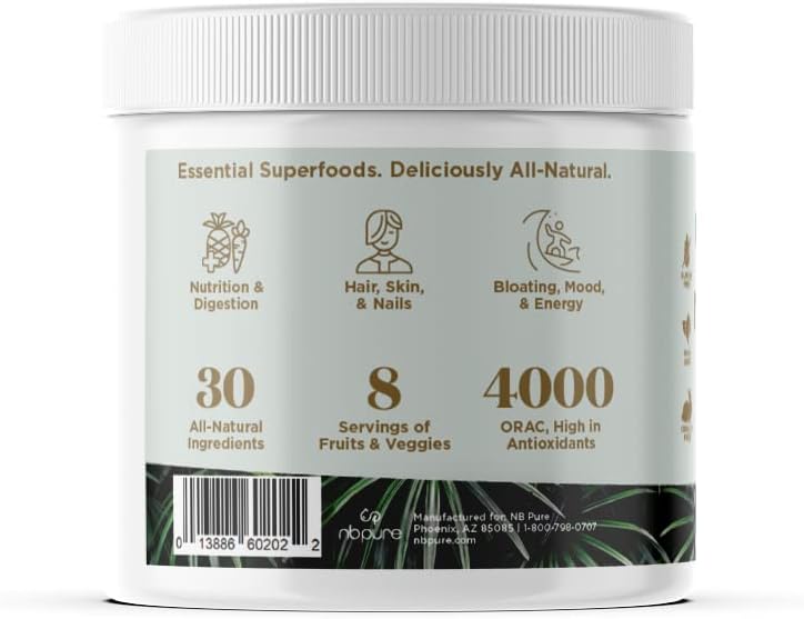 nbpure Earthy Andy Superfood Paradise, Mango Pineapple, 30 Servicios