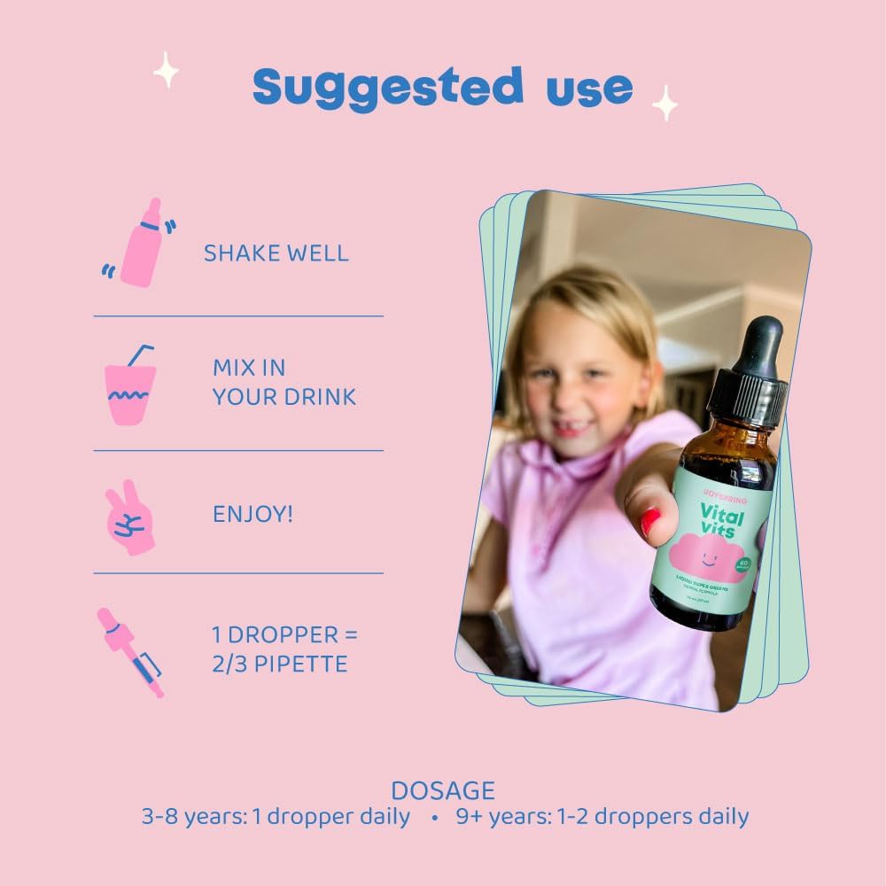 JoySpring Vital Vits - Multivitamínico Líquido para Niños - 30 ml (30 dosis) - Sabor Natural