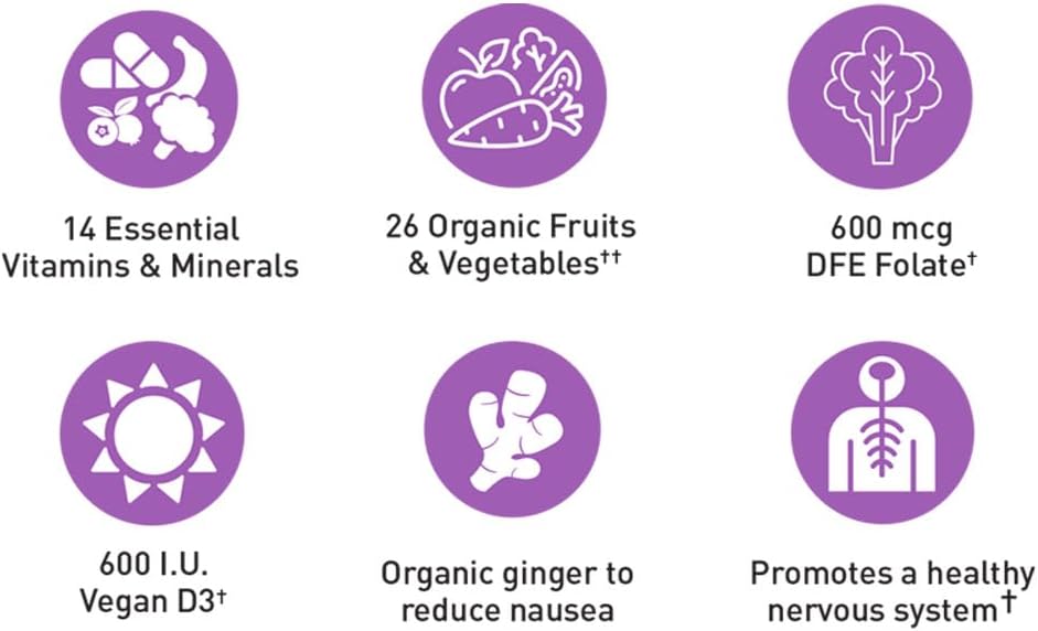 Realfood Organics Prenatal Multi - Antes, Durante y Después del Embarazo - Con Folato, D3 y Hierro - 90 Comprimidos