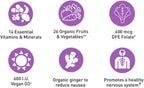 Realfood Organics Prenatal Multi - Antes, Durante y Después del Embarazo - Con Folato, D3 y Hierro - 90 Comprimidos