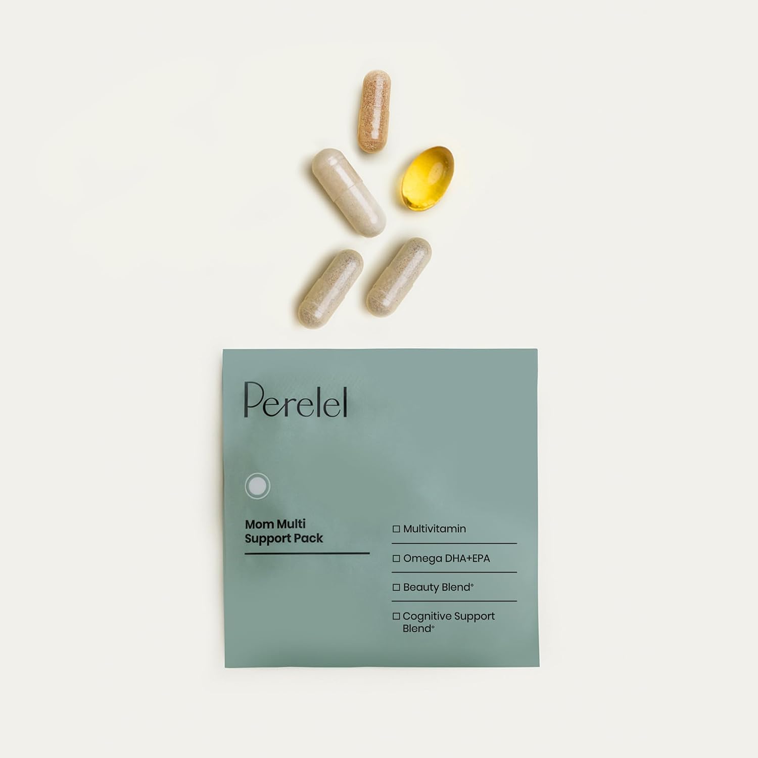 Perelel Mom Multi Support Pack - Vitaminas Postnatales con Omega 3 DHA, Hierro, Colágeno y Vitamina B12 - 30 Paquetes Diarios