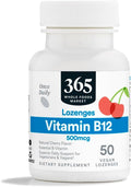 365 by Whole Foods Market, Vitamina B12 500mcg Comprimidos, Sabor Cereza Natural, Vegano, 50 Unidades