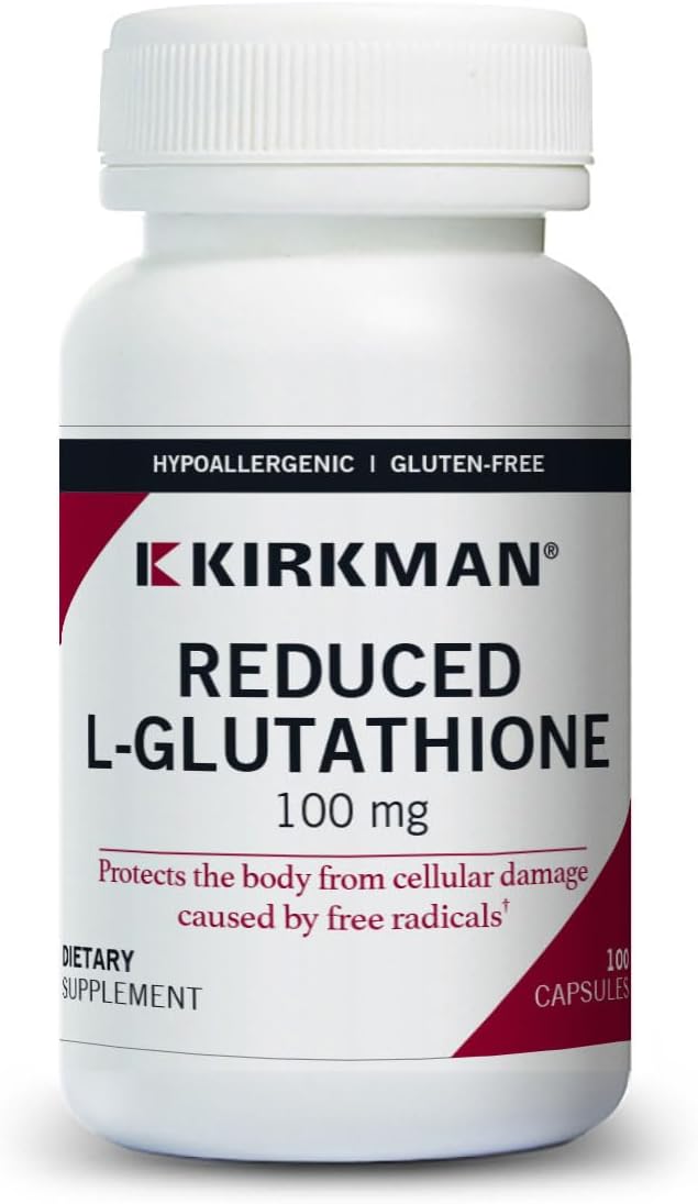 Kirkman Reduced L-Glutathione 100 mg - Hypoallergenic | 100 Vegetable Capsules | Antioxidant