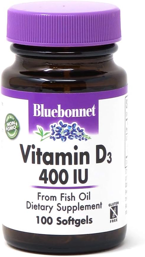 Bluebonnet Nutrition Vitamin D3 400 IU, 100 Softgels