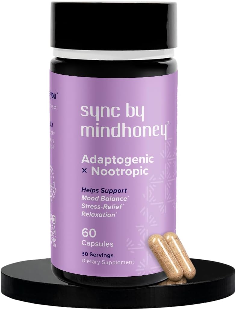 MINDHONEY SYNC – 60 Cápsulas, Suplemento Adaptógeno Completo para Relajación y Equilibrio del Estado de Ánimo