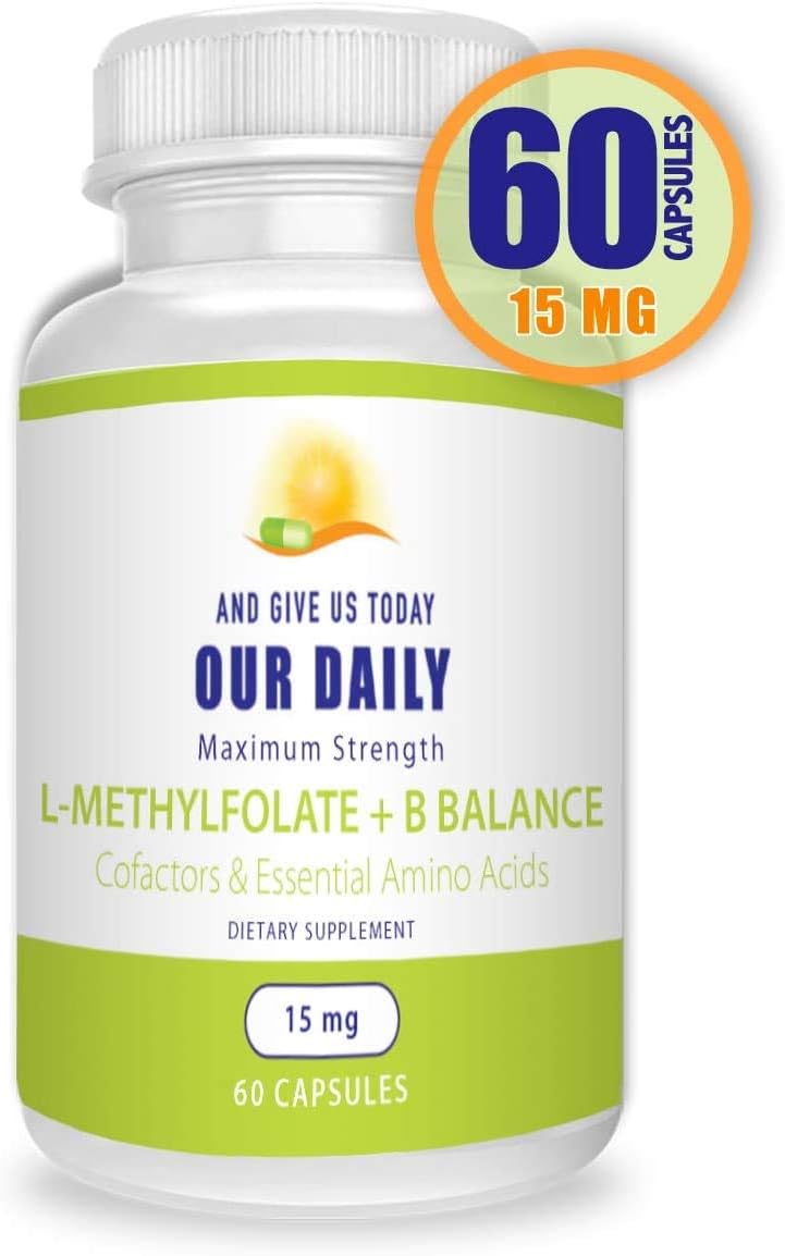 Our Daily Vites L-Metilfolato 15 mg Complejo B Balance - 5-MTHF Activo, B12 Metilada, B9, B6, B2 - Salud Cerebral, Cardíaca y Fetal - 60 Cápsulas