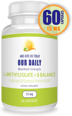 Our Daily Vites L-Metilfolato 15 mg Complejo B Balance - 5-MTHF Activo, B12 Metilada, B9, B6, B2 - Salud Cerebral, Cardíaca y Fetal - 60 Cápsulas