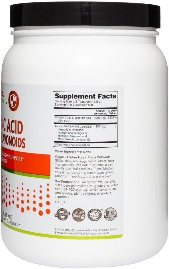 NutriBiotic Ascorbic Acid Powder with Bioflavonoids, 1 kg (2.2 lb)