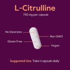 BESTVITE L-Citrulina 750mg por Cápsula (120 Cápsulas Vegetarianas) - Sin Estearatos - Sin Sílice - Sin Rellenos - No GMO - Sin Gluten - Vegano