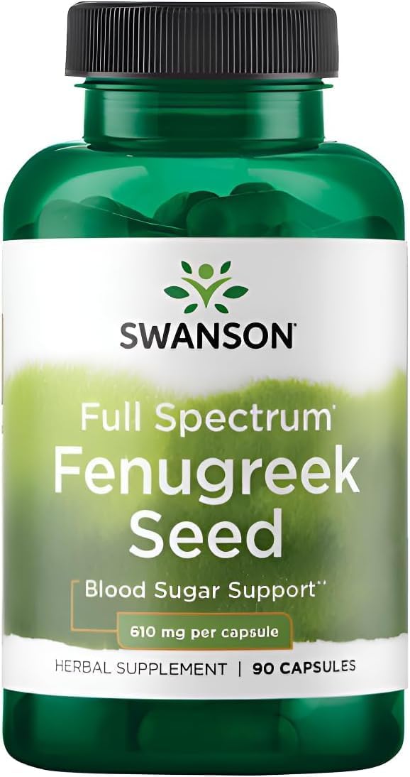Swanson Fenugreek Seeds Full Spectrum - Suplemento Herbal - 610 mg, 90 Cápsulas