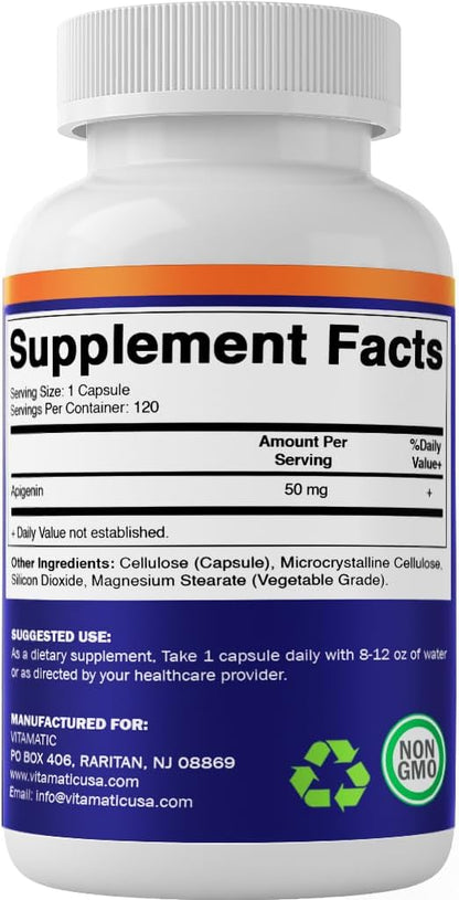 Vitamatic Apigenina 50 mg – 120 Cápsulas – Relajación: Puede contribuir a reducir la sensación de tensión y – Image 8