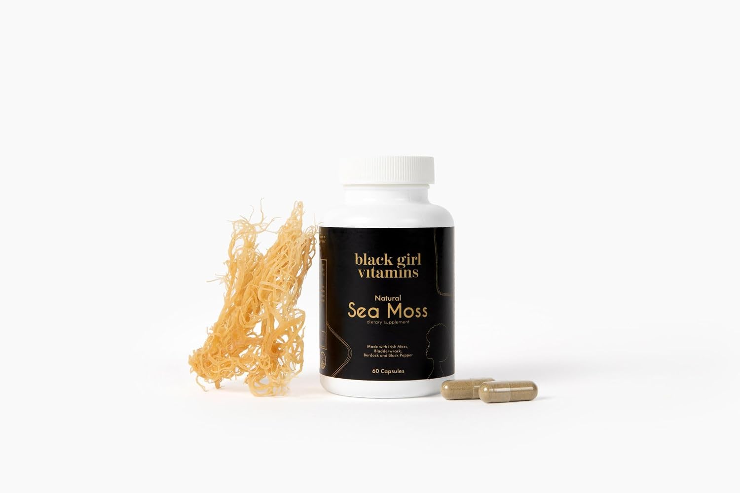 Black Girl Vitamins Sea Moss Orgánico en Cápsulas – 92 Minerales Superalimento – Vegano y No Transgénico