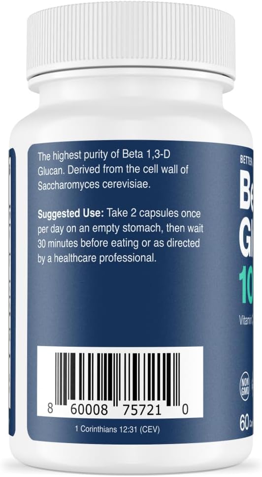 Better Way Health Advanced Immune Readiness – Beta Glucano 1,3/1,6 con Vitamina C, Selenio y Resveratrol – 60 Cápsulas