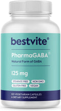 BESTVITE PharmaGABA (120 Cápsulas Vegetales) - Suplemento Natural de GABA - Sin Estearatos - Vegano - No Transgénico - Sin Gluten
