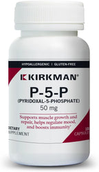 Kirkman – P-5-P (Piridoxal 5-Fosfato, Metabolito de Vitamina B6) 50 mg - Hipoalergénico 100 Cápsulas