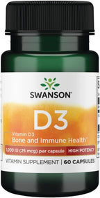 Swanson Vitamina D-3 de Alta Potencia 1000 UI (25 mcg) 30 Cápsulas