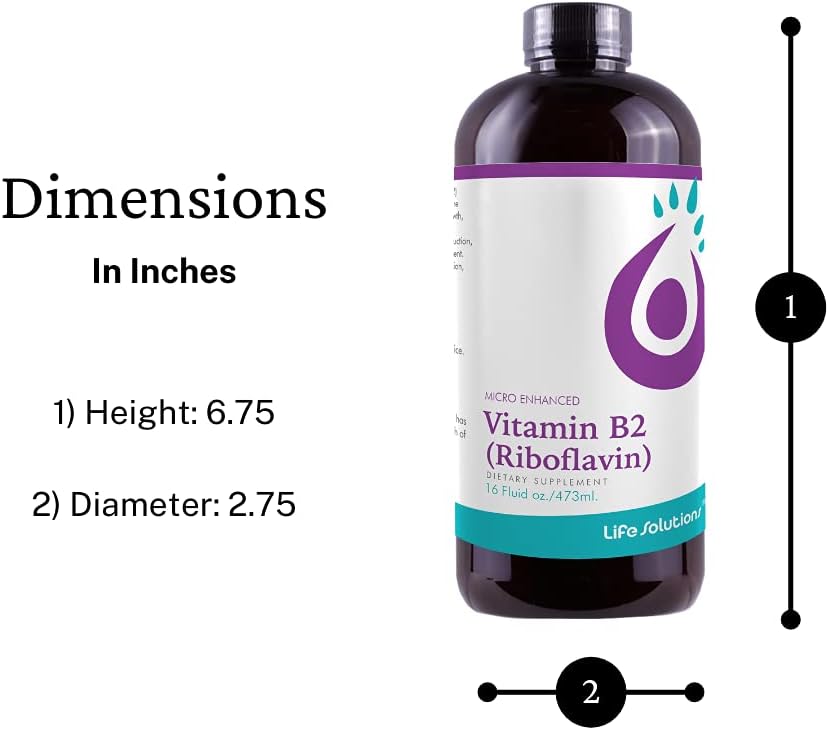 Life Solutions Vitamina B2 - Suplemento Líquido de Riboflavina 50 mg - 473 ml
