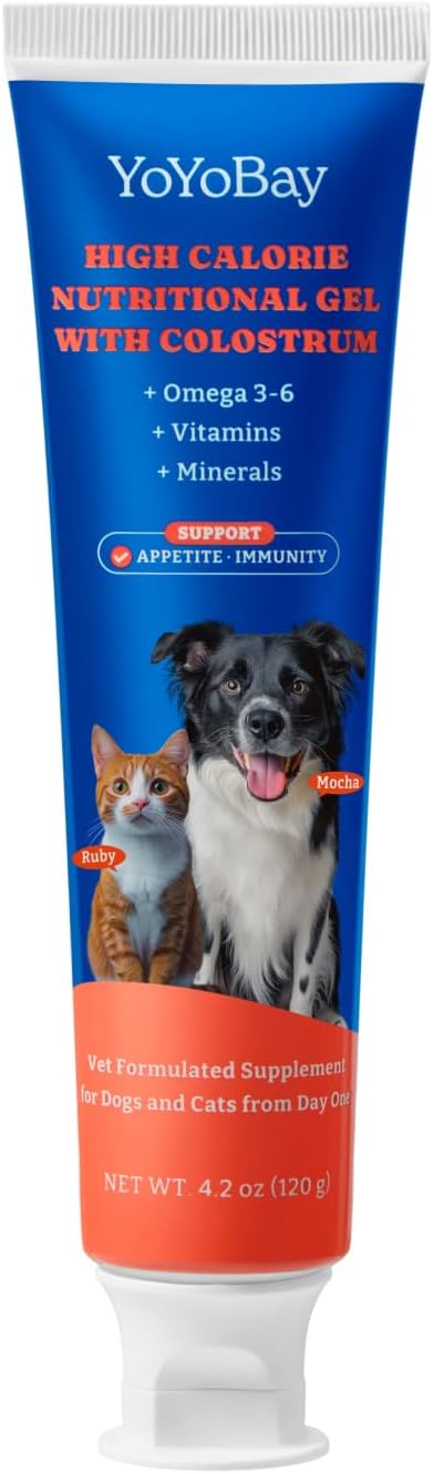 Gel Nutricional con Calostro Bovino para Perros y Gatos - Suplemento de Alto Contenido Calórico
