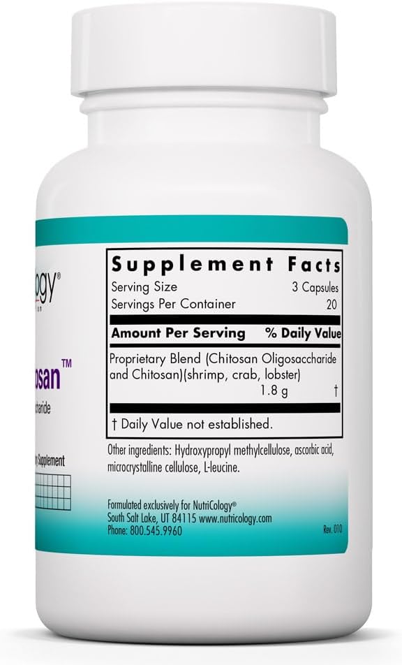 Nutricology MicroChitosan – Oligosacárido de Chitosán – 60 Cápsulas Veganas