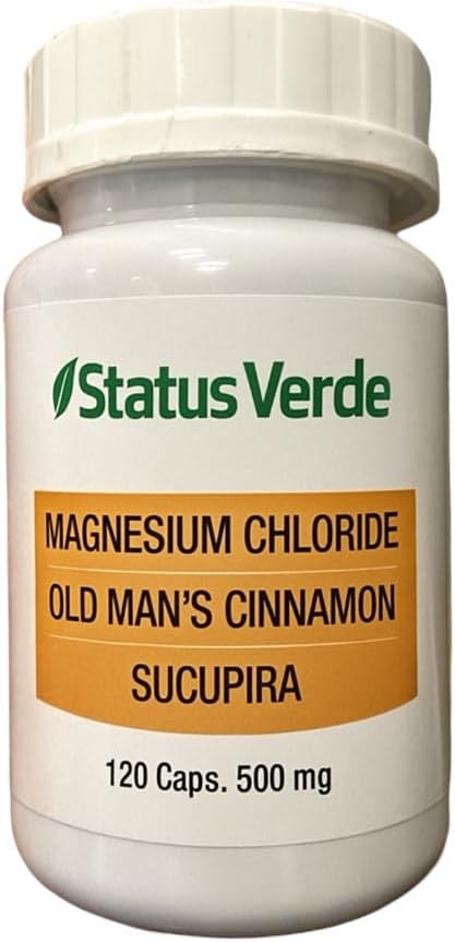 Magnesium Chloride+ Old Man's Cinnamon+ Sucupira 500 mg (120 Cápsulas) - STATUS VERDE
