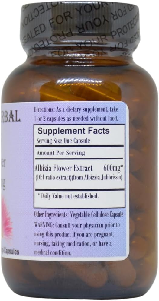Barlowe's Herbal Elixirs Extracto de Albizia Julibrissin 10:1 – 600 mg, 60 Cápsulas Vegetales