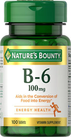 Nature's Bounty Vitamina B6, 100 mg, 100 Comprimidos (Pack de 4)