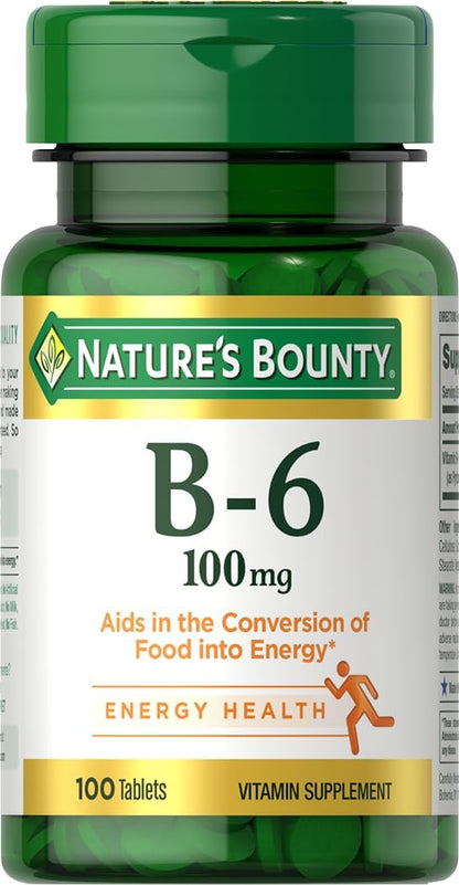 Nature's Bounty Vitamina B6, 100 mg, 100 – Función normal del sistema nervioso: Es esencial para el mantenimiento – Image 2