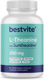 BESTVITE Double Strength Suntheanine L-Teanina 200 mg – 60 Cápsulas Vegetarianas