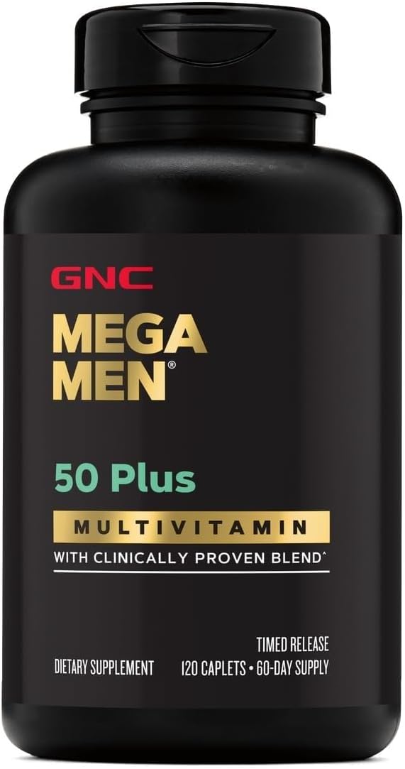 GNC Mega Men 50 Plus Multivitamin para Hombres | Antioxidantes | Salud Cardíaca | Apoyo Prostático y Circulatorio | 120 Comprimidos
